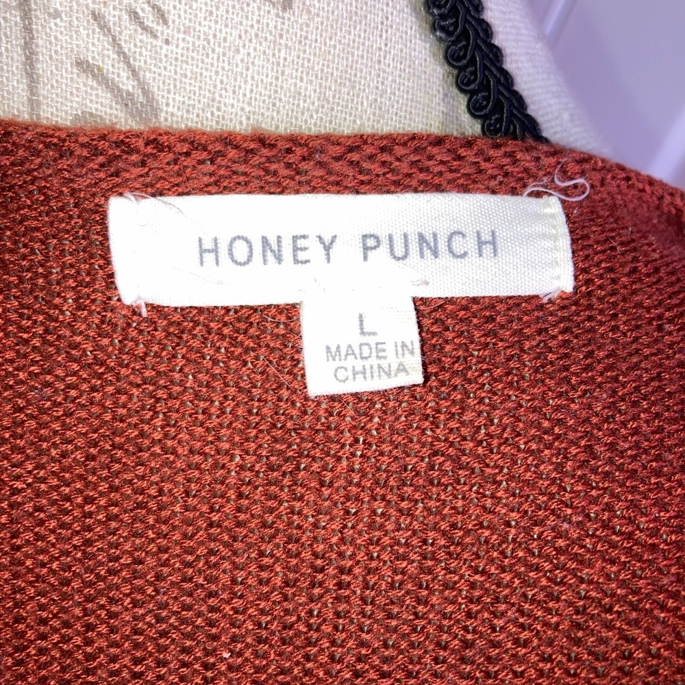 Knit Rust Orange Short Sleeve Keyhole Skater Style Autumn Fall Dress Large - Picture 7 of 7